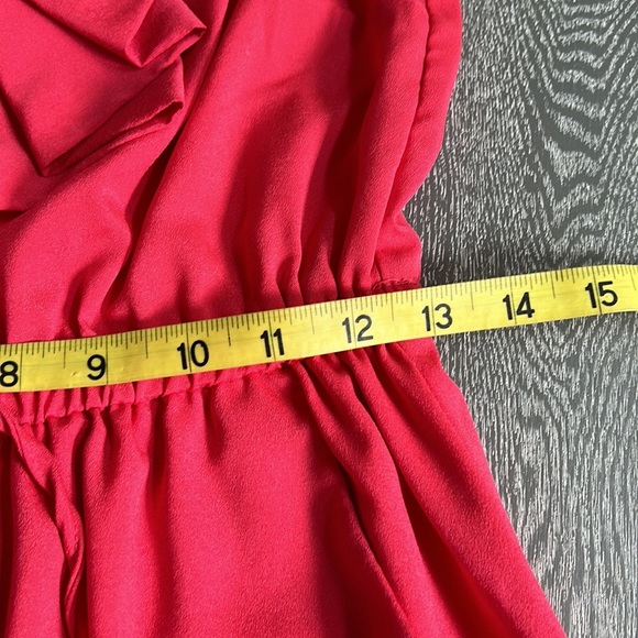 BeBop Red Pullover Elastic Waist Ruffle Collar Summer Dress Size M - Picture 6 of 9